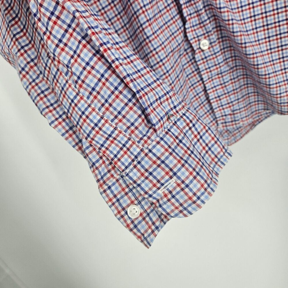 Frank & Eileen Shirt Blue Red Barry Check Plaid Long Sleeve Button-Up Size M - Picture 5 of 7